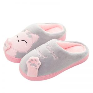 Cat Letters Antlers Plush Slippers - Modakawa Modakawa