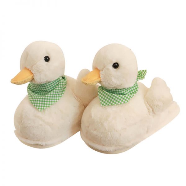 Cute Cartoon Scarf Duck Plush Slippers - Modakawa Modakawa