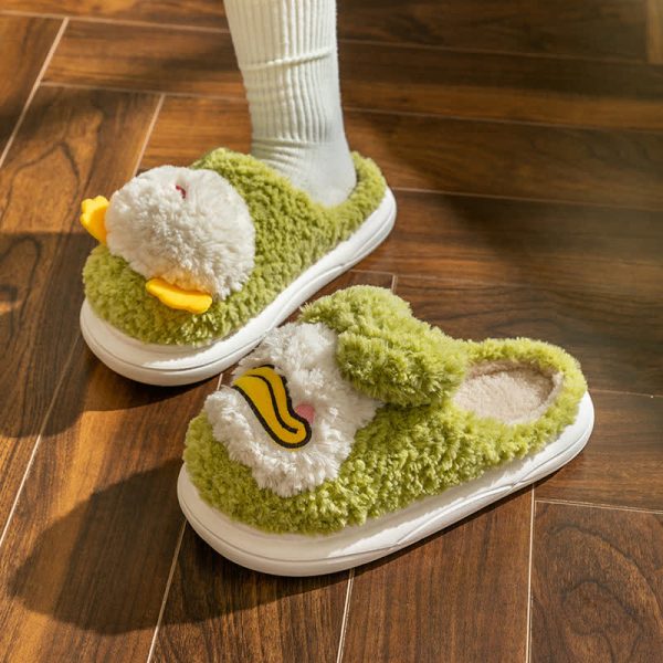 Chic Cartoon Duck Plush Slippers - Modakawa Modakawa